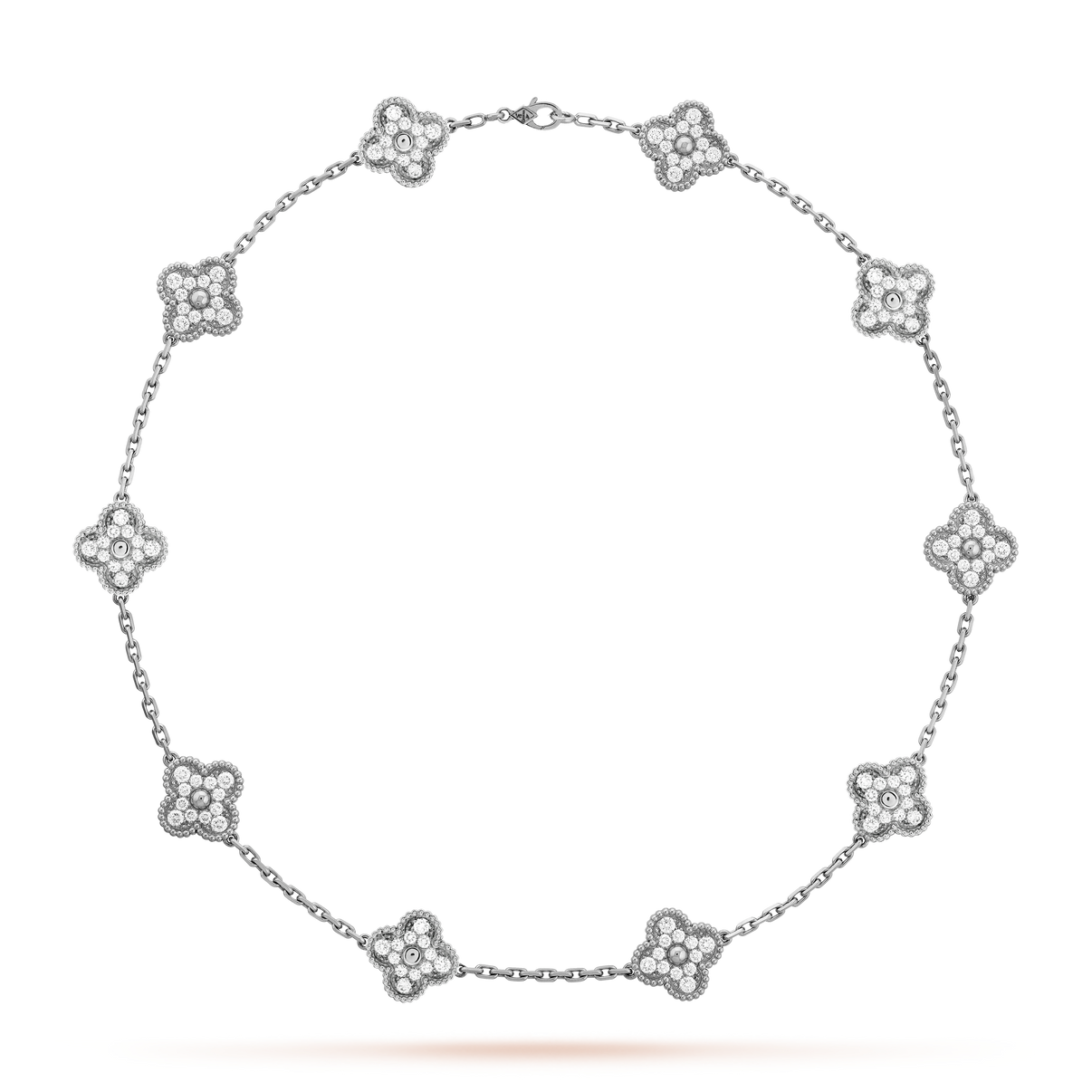 Luxury Crystal Clover Silver Necklace