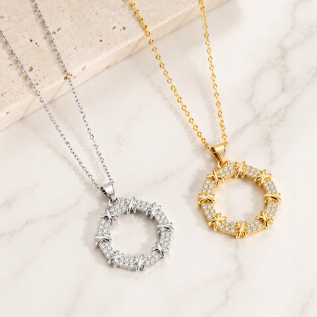 Stainless Steel Zircon Necklace