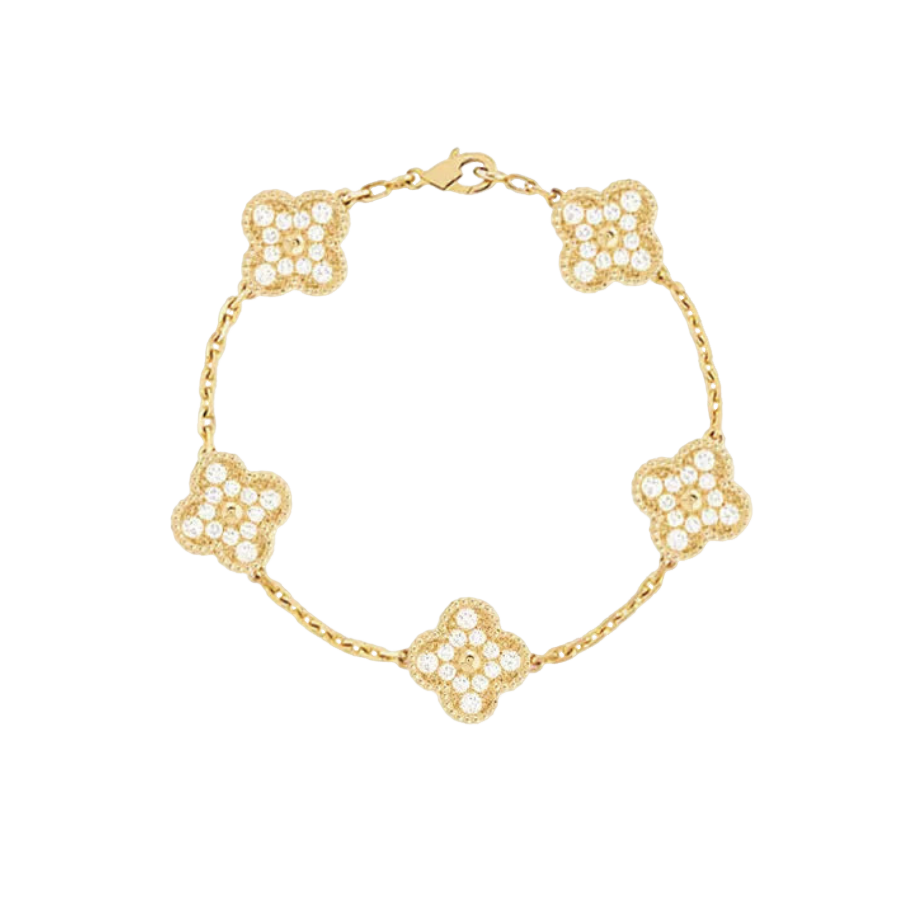 Luxury Crystal Clover Gold Bracelet