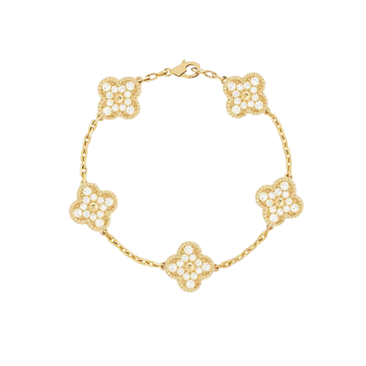 Luxury Crystal Clover Gold Bracelet
