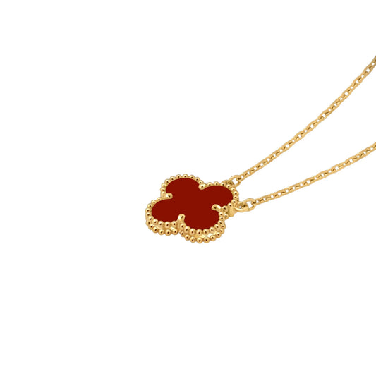 Luxury Red Clover Gold Necklace