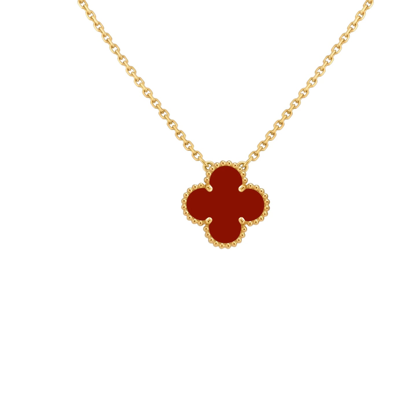 Luxury Red Clover Gold Necklace