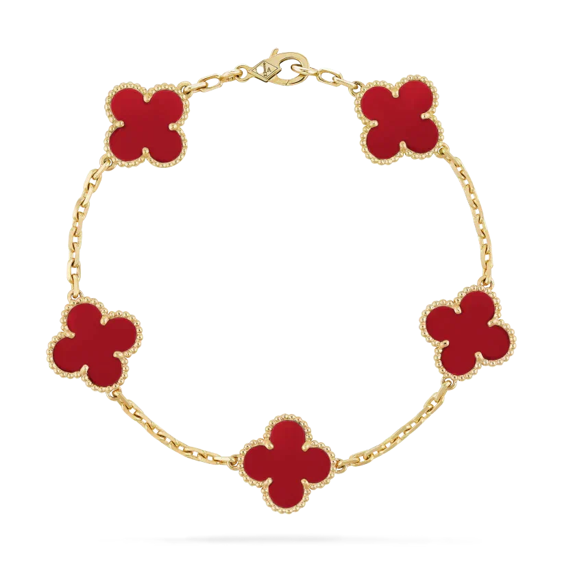 Luxury Red Clover Gold Bracelet